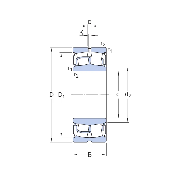 SKF BS2-2210-2RSVT143 Spherical roller bearing drawing SKF BS2-2210-2RSVT143 Spherical roller bearing drawing